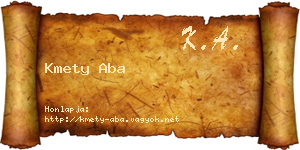 Kmety Aba névjegykártya